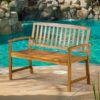 Farmhouse Style Outdoor Bench - Teak Acacia Wood - Image 4