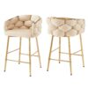 Modern Counter Stools (Set of 2) Counter Stools With Iron Frame, Soft Back And Cushion, Footrest, Suitable For Kitchen - Beige - Image 5
