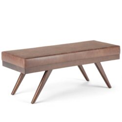 Chanelle - Mid Century Ottoman Bench - Distressed Umber Brown