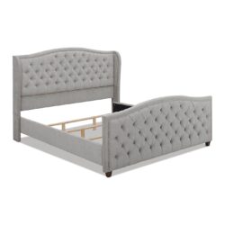 Marcella - King Upholstered Shelter Headboard Bed Set - Silver Gray