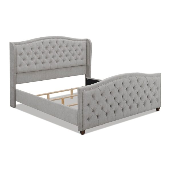 Marcella - King Upholstered Shelter Headboard Bed Set - Silver Gray