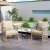 Modern Curved Aluminum Lounge Chair With Stylish Rope Weave Design And Cushioned Comfort - Beige / Natural - Image 14