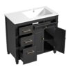 Modern Bathroom Vanity With Ceramic Sink, Freestanding, One Tip - Out Drawer, 3 Side Drawers, Adjustable Shelf - Beige - Image 12