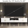 Modern TV Stand & 2 Cabinets & Open Compartments, Entertainment Center For Tvs Up To 80'', Television Console For Living Room - White / Black - Image 8