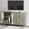 Modern Style Buffet Cabinet, Sideboard Buffet Cabinet With Storage, Storage Cabinet With 4 Diamond Shaped Relief Doors For Living Room, Dining Room, Entryway, Hallway, Kitchen - Gray - Gray - Image 5