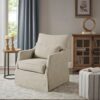 Modern Design London Skirted Swivel Chair Traditional Aesthetic Polyester - Beige - Image 2