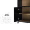 Modern 3 Shelf Open Arched Bookcase Cabinet - Black - Image 11
