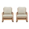 Contemporary Minimalist Wicker Rocking Chair With Soft Polyester Cushions And Durable Wooden Frame - Beige - Image 2