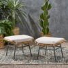 Outdoor Modern Boho Wicker Ottoman With Cushions (Set of 2) - Beige / Brown - Image 4