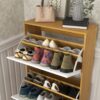 Freestanding Shoe Storage Cabinet With 3 Flip Drawers - White / Natural - Image 12