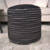 River - Handcrafted Cylindrical Pouf With Water Resistant Fabric - Black - Image 7