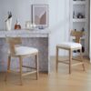 Counter Stools (Set of 2), Upholstered Counter Height Bar Stools With Solid Rubber Wood Frame, Backrest, Footrest, Armless Barstools For Home Bar, Kitchen Counter - Beige / Natural - Image 8