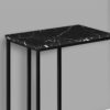 Accent Table, C - Shaped, Marble Look Modern Design - Black - Image 3