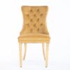 Nikki - Modern, High-End Tufted Solid Wood Contemporary Velvet Upholstered Dining Chair With Golden Stainless Steel Plating Legs, Nailhead Trim (Set of 2) - Gold - Image 3