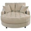 Modern Chaise Lounge Sofa Bed Upholstered Sofa Couch With Tufted Seat And Detachable Pillows For Living Room - Champagne - Image 9