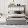 Queen Size Storage Platform Bed, With 2 Big Drawers, Twin Long Size Trundle, One Set Of Sockets & USB Ports - Gray - Image 18