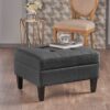 Classic Fabric Ottoman With Birch Wood Legs And High Quality Foam Padding - Dark Gray - Image 5