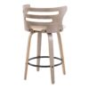 Cosini - Mid-Century Modern Fixed Height Barstool With Swivel And Round Footrest (Set of 2) - Light Gray / Cream - Image 4