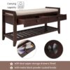Multipurpose Entryway Storage Bench With Cushioned Seat And Drawers - Espresso - Image 8
