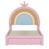 Twin Size Upholstered Rainbow Design Bed, Velvet Princess Platform Bed With Storage Drawer, No Box - Spring Needed - Colorful / Pink - Image 7