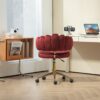 Velvet Home Office Desk Chair, Modern Cute Computer Chair With Swivel Wheels, Height Adjustable - Wine Red - Image 9
