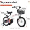 Fkznpj - 18" Sporty Kids Bike With Training Wheels And Stand Adjustable Saddle Suitable For Boys And Girls Aged 5 - 10 Years Tall Height 39 - 49" Available In A Variety Of Colors - White - Image 6