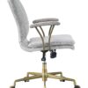 Damir - Vintage Top Grain Leather Office Chair - Antique White / Vintage - Image 3