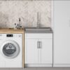 Hennessy - Deluxe Laundry Cabinet & Faucet And Stainless Steel Sink - White - Image 8
