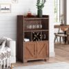 Farmhouse Style Monita Wine Cabinet With Storage Space - Walnut - Image 4