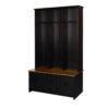 Modern Hall Tree With Entryway Bench, 3 Shelves And Drawers, Wide Hall Tree With Storage Bench For Hallway - Black - Image 9