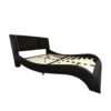 King Size Upholstered Platform Bed Frame With LED Lighting, Bluetooth Connection To Play Music Control, Backrest Vibration Massage, Curve Design, Wood Slat Support, Exhibited Speakers - Black - Image 2