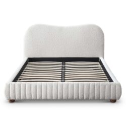 Norme - Queen Size Upholstered Low Profile Platform Bed - Cream
