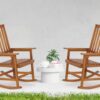Acacia Indoor Rocking Chair, Outdoor Solid Patio Furniture New Style - Light Brown - Image 15
