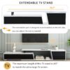 Modern, Minimalist Rectangle Extendable TV Stand, TV Cabinet With 2 Drawers And 1 Cabinet For Living Room, Up To 100" - White - Image 8