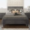 Albany - Full Bed Frame With Headboard, Heavy Duty Modern Rustic Design - Gray - Image 4