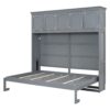 Queen Size Murphy Modern Bed With Top Cabinets For Space Saving And Comfort - Gray - Image 2