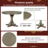 5 Piece Retro Round Dining Table Set With Curved Trestle Style Table Legs And 4 Upholstered Chairs For Dining Room - Taupe - Image 6