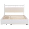 Queen Size Storage Platform Bed With 2 Big Drawers Twin Size Trundle - White - Image 4