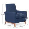Mid Century Modern Club Chair With Upholstery And Rubberwood Legs - Navy Blue - Image 3