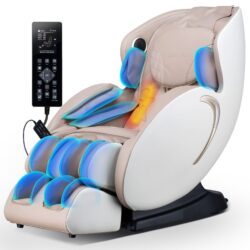 Bosscare - 3D Zero Gravity Massage Chair, Full Body Shiatsu Recliner With App - Beige / Gold