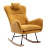 35.5" Rocking Chair With Pocket, Soft Teddy Fabric Rocking Chair For Nursery, Comfy Wingback Glider Rocker With Safe Solid Wood Base For Living Room Bedroom Balcony - Turmeric - Image 2