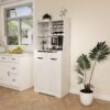 Modern Farmhouse Buffet Cabinet With Hutch Kitchen Storage Sideboard With Drawers & Barn Doors - White - Image 10