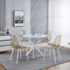 Dining Table With Cross Metal Leg And MDF Top, Modern Space Saving Kitchen Table For Living Room Legs, Round Table - White - Image 6