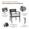 5 Piece Outdoor Pedestal Dining Set, Rounded Square Table With Flared Base And 4 Armchairs - Ember Black - Image 8