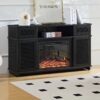 Modern Wood Cabinet With Adjustable Shelves And Embedded Fireplace With Remote Control - Black Oak - Image 6
