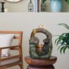 Decorative Two Tiered Water Fountain With Woodland Animal Design, Outdoor Fountain With Light And Pump - Dark Gray - Image 6