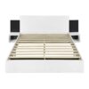 Queen Size Floating Platform Bed, With LED Lights, Bedside Nightstand - White - Image 3