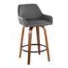 Daniella - Contemporary Fixed Height Counter Stool With Swivel With Round Footrest (Set of 2) - Walnut / Gray - Image 2