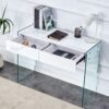 Environmental Protection Minimalist Dresser, Desk, Desktop Computer Desk, With Double Drawer Storage Space, Simple Home, Perfect For Various Styles - White - Image 6