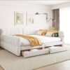 Queen Platform Bed With USB, 2 Drawers - White - Image 2